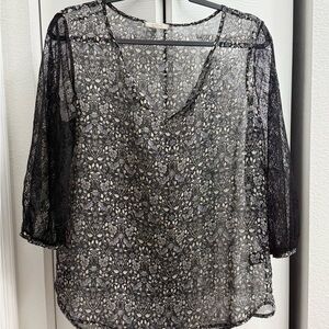 Pleione Black and White Lace Blouse